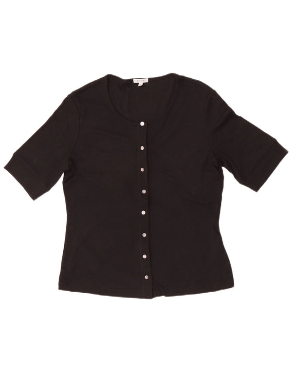 Top cardigan a maniche corte da donna Jigsaw UK 12 medio nero modal