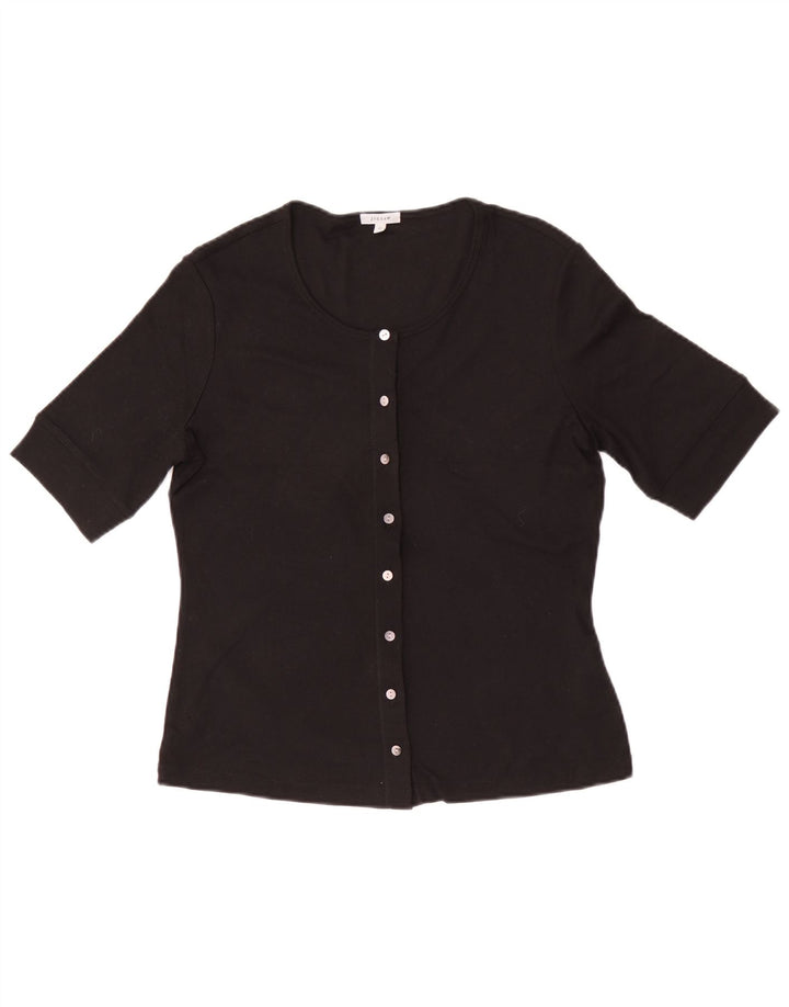 Top cardigan a maniche corte da donna Jigsaw UK 12 medio nero modal