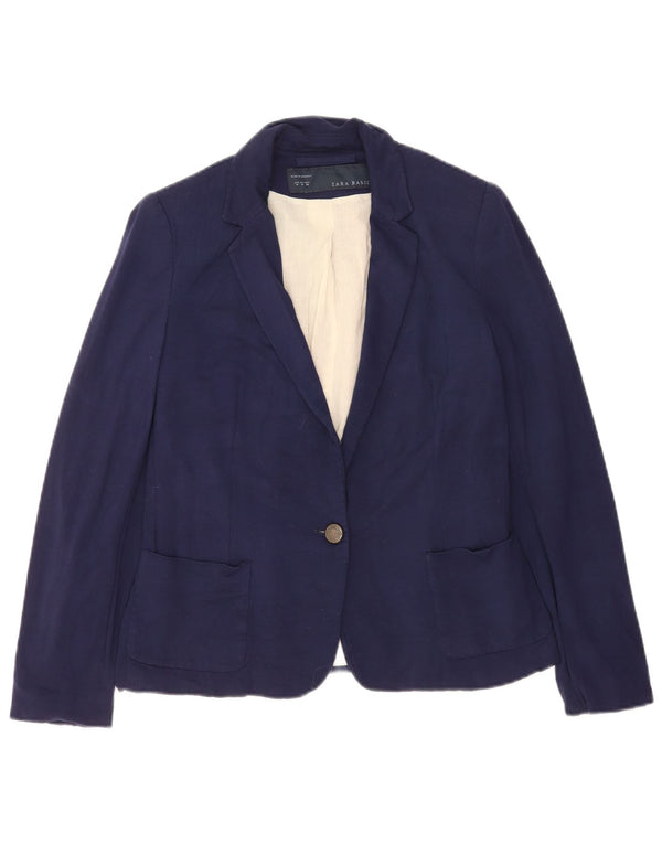 Giacca blazer a 1 bottone da donna Zara UK 12 viscosa media blu navy