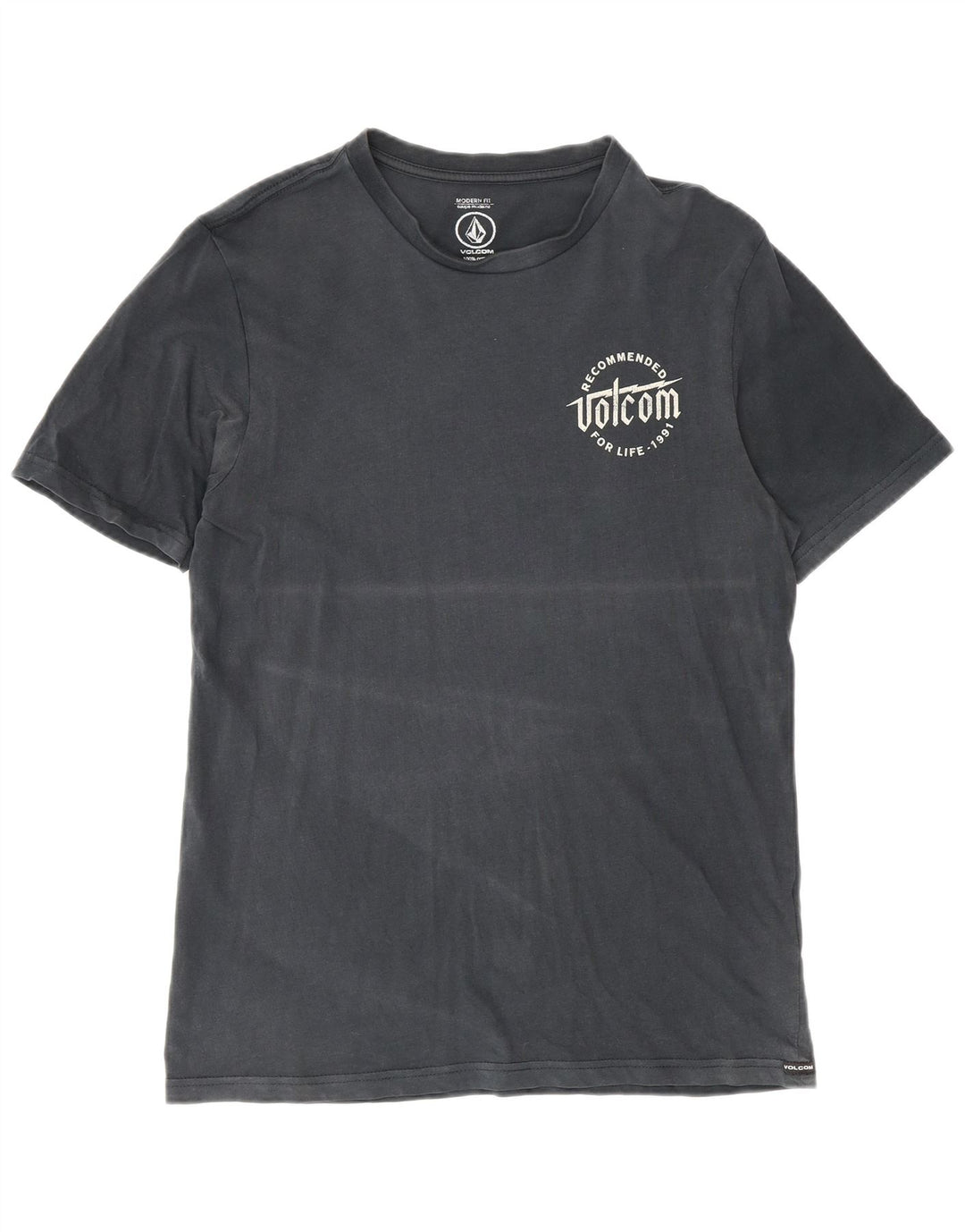 T-shirt grafica da uomo Volcom Modern Fit Top Small in cotone blu navy