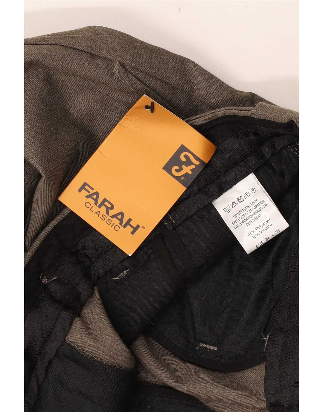 Pantaloni da abito dritti vestibilità classica da uomo Farah W34 L31 poliestere marrone