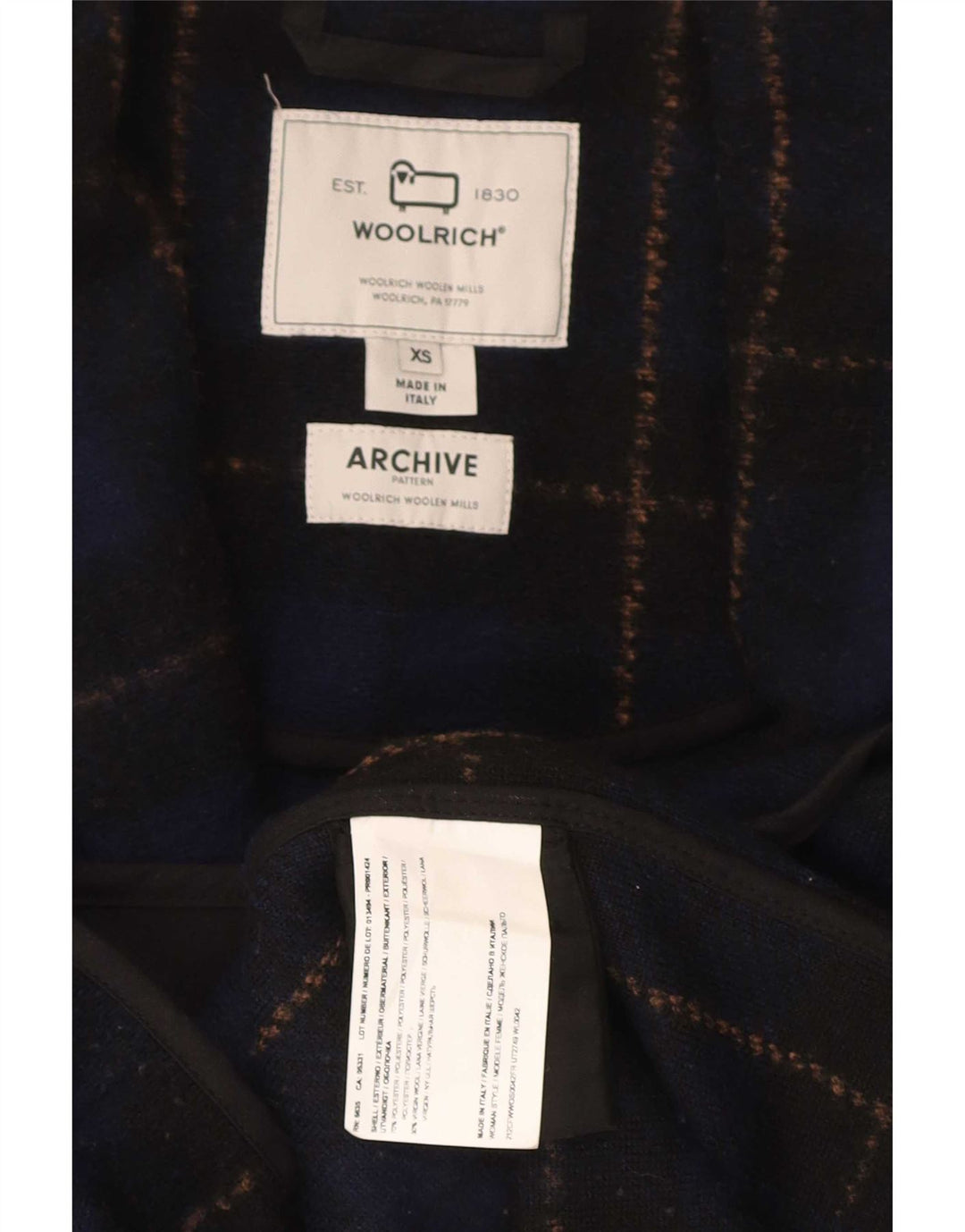 Cappotto oversize da donna Woolrich UK 6 XS Poliestere a quadri blu navy