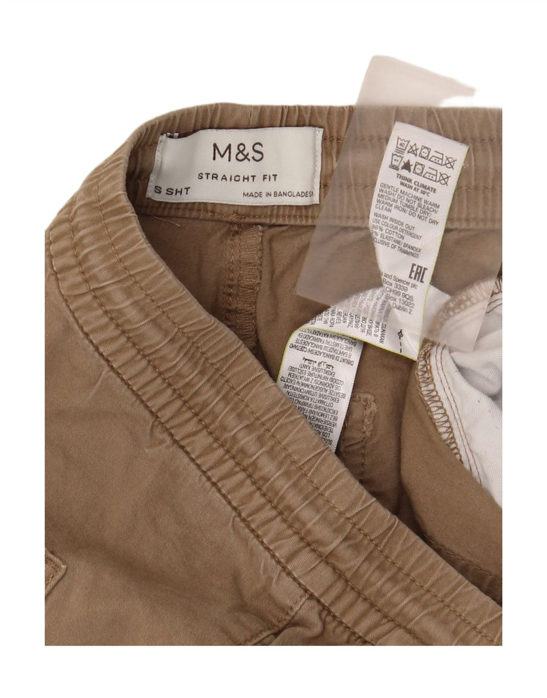 Pantaloni chino dritti vestibilità regolare da uomo Marks & Spencer piccoli in cotone marrone