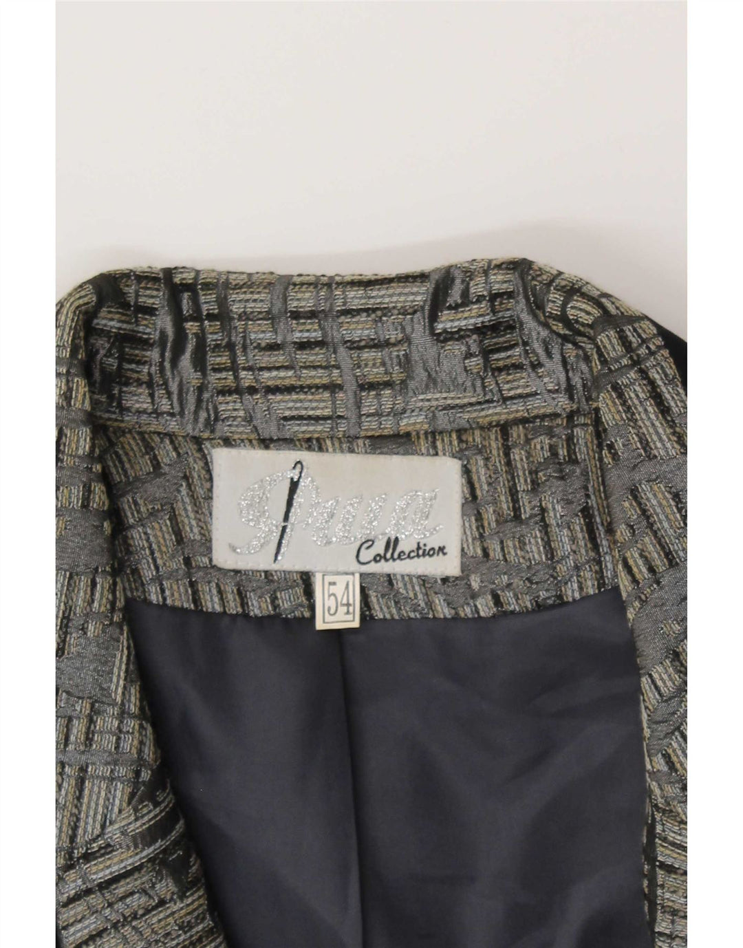 Giacca blazer vintage da donna a 1 bottone IT 54 3XL Grigio Paisley