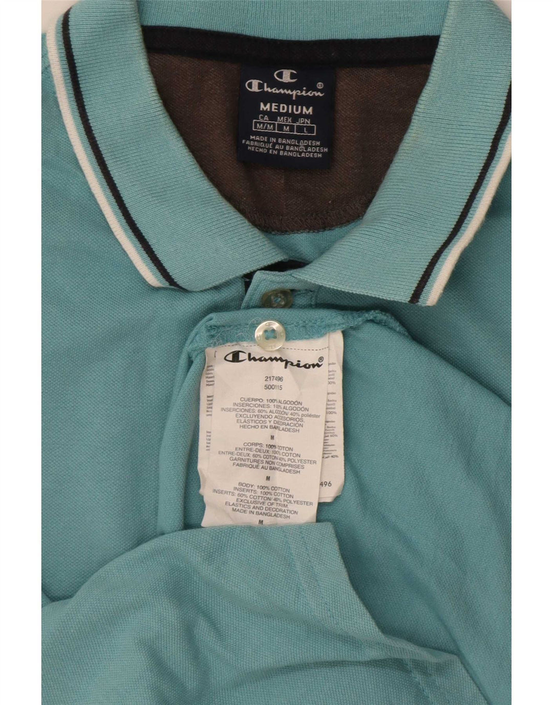 Polo da uomo Champion in cotone a righe blu medio