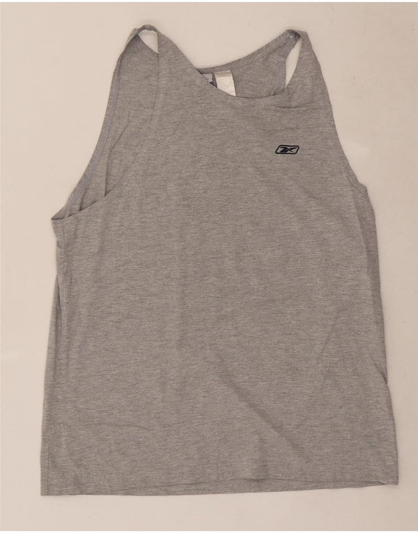 Canotta Reebok da uomo in cotone chiazzato grigio medio
