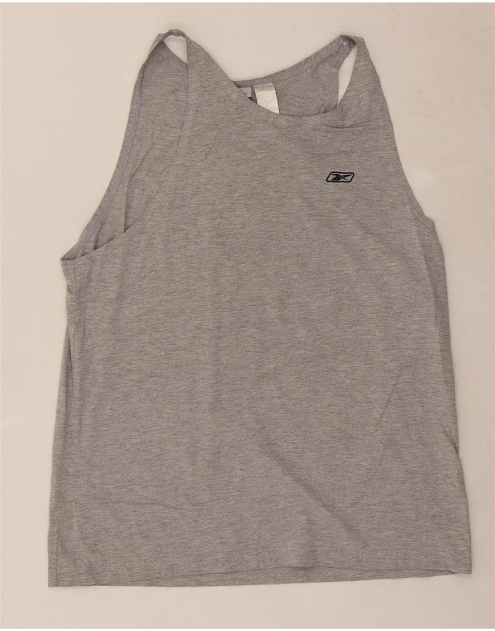Canotta Reebok da uomo in cotone chiazzato grigio medio
