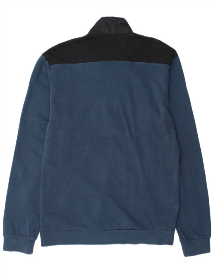 Felpa Adidas da uomo con zip e collo, piccola, in cotone color block blu