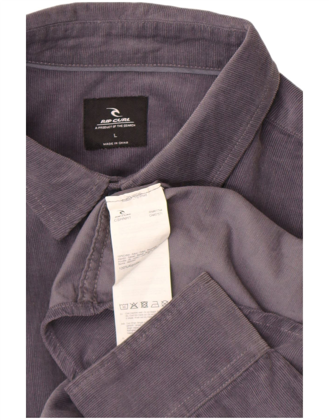 Camicia da uomo in velluto a coste Rip Curl grande in cotone grigio