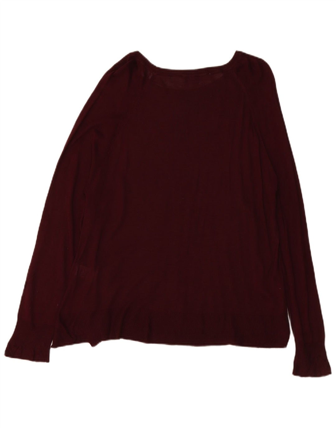 ZARA Maglione da Donna con Scollo a Barca UK 16 Grande Viscosa Bordeaux