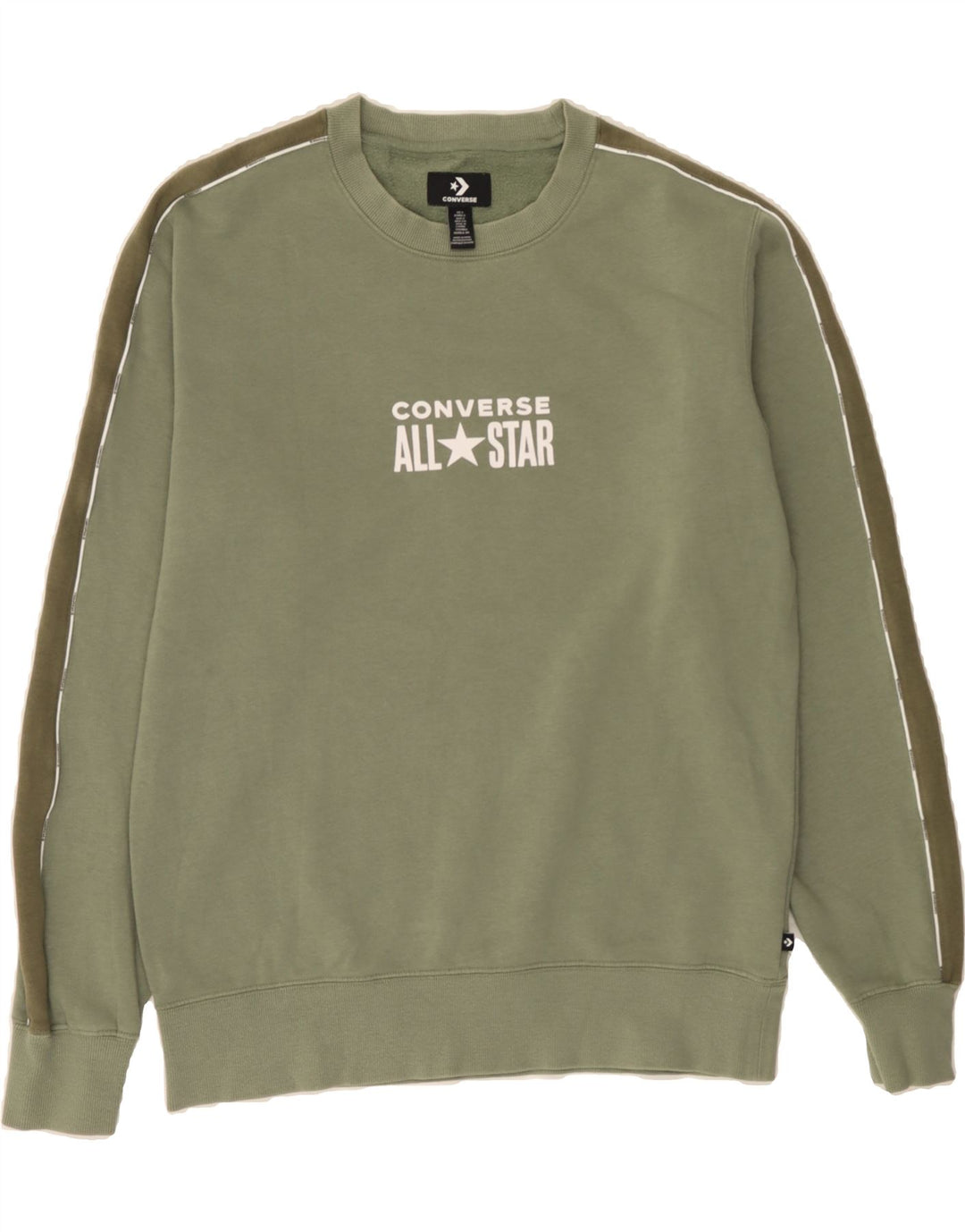 CONVERSE Mens Graphic Sweatshirt Jumper Small Khaki Colourblock Cotton Vintage Converse and Second-Hand Converse from Messina Hembry 