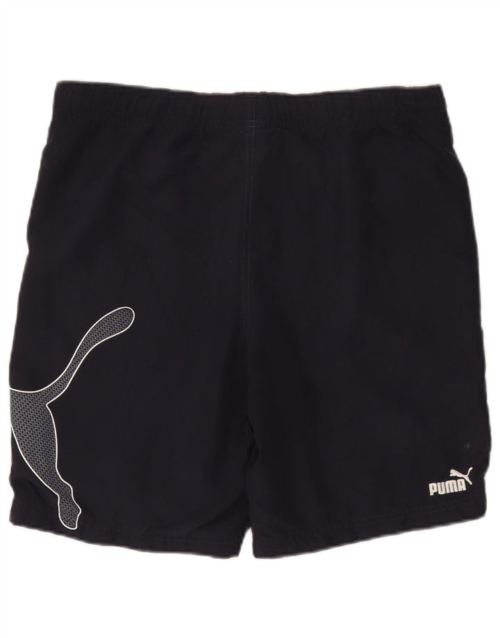 Pantaloncini sportivi con grafica PUMA da uomo piccoli in cotone blu navy