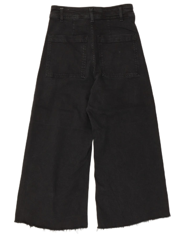 Jeans Zara da donna a gamba larga a vita alta Capri US 34 2XS W24 L22 Cotone nero