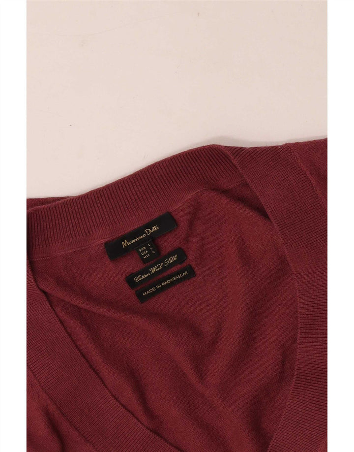 Massimo Dutti Maglione da donna con scollo a V grande in cotone marrone
