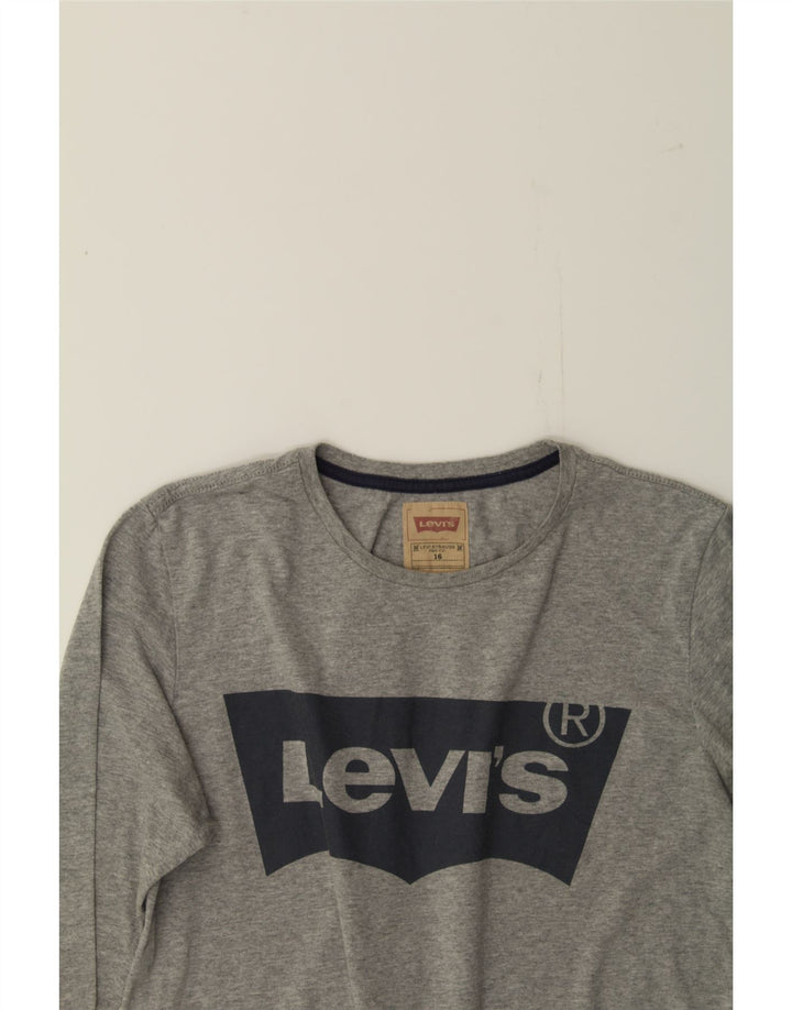 LEVI'S Boys Graphic Top Long Sleeve 15-16 Years Grey Vintage Levi's and Second-Hand Levi's from Messina Hembry 
