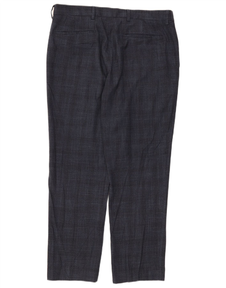 Pantaloni chino da uomo Marks & Spencer W34 L29 pied de poule blu navy