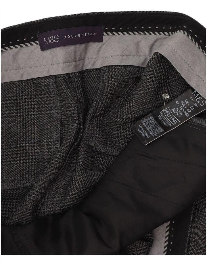 Pantaloni corti da donna Marks & Spencer UK 14 Large W34 L25 a quadri grigi