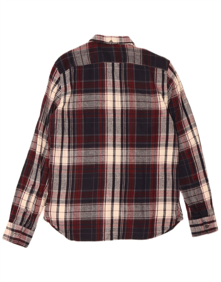 Camicia da uomo in flanella French Connection, cotone a quadri bordeaux medio