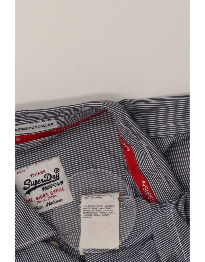 Camicia da uomo Superdry media cotone gessato blu navy