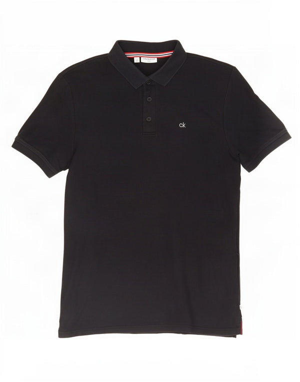 Polo da uomo Calvin Klein media cotone blu navy