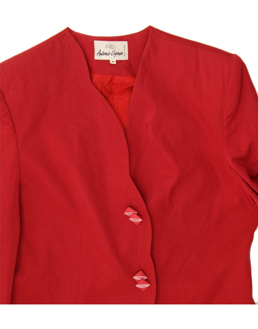 ANTONIO CAPASSO Womens 2 Button Blazer Jacket IT 44 Medium Red Vintage Antonio Capasso and Second-Hand Antonio Capasso from Messina Hembry 