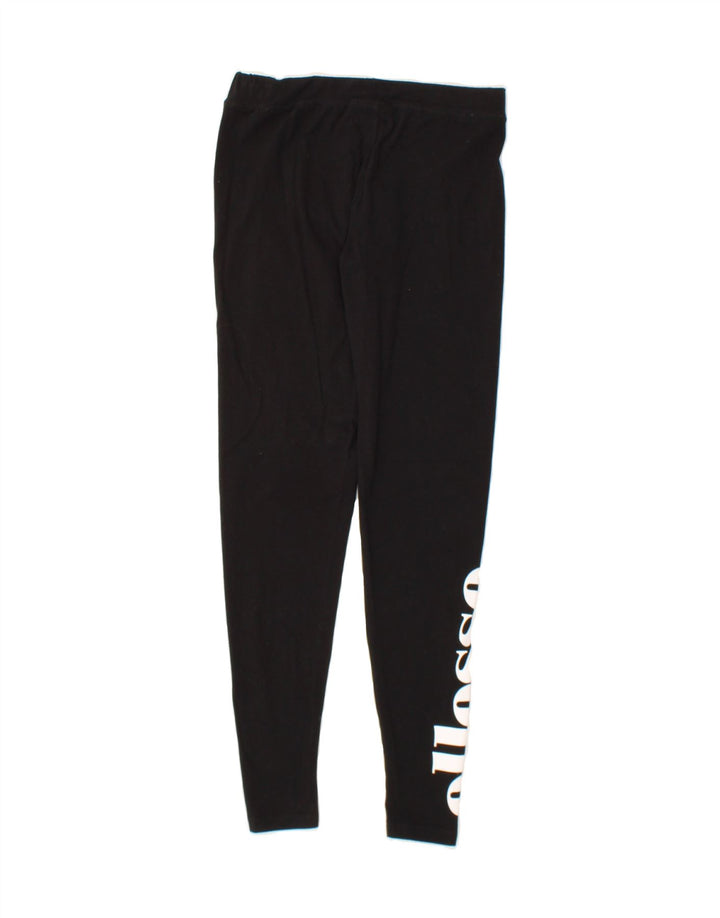 ELLESSE Womens Graphic Leggings UK 12 Medium  Black Cotton Vintage Ellesse and Second-Hand Ellesse from Messina Hembry 