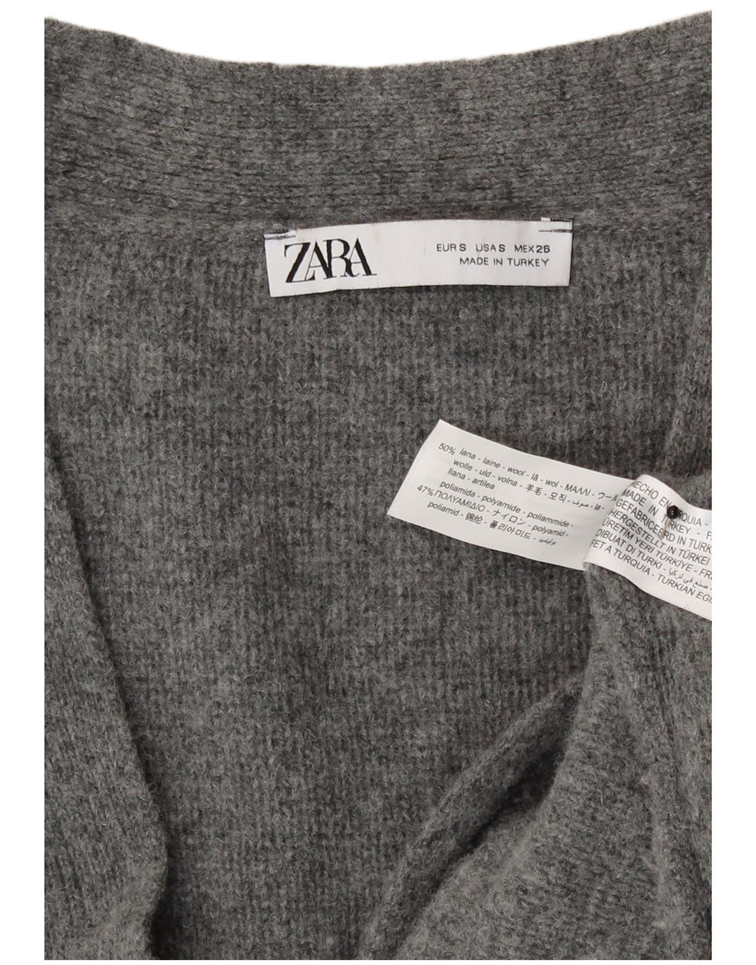 Maglione cardigan oversize da donna Zara UK 10 piccolo grigio lana