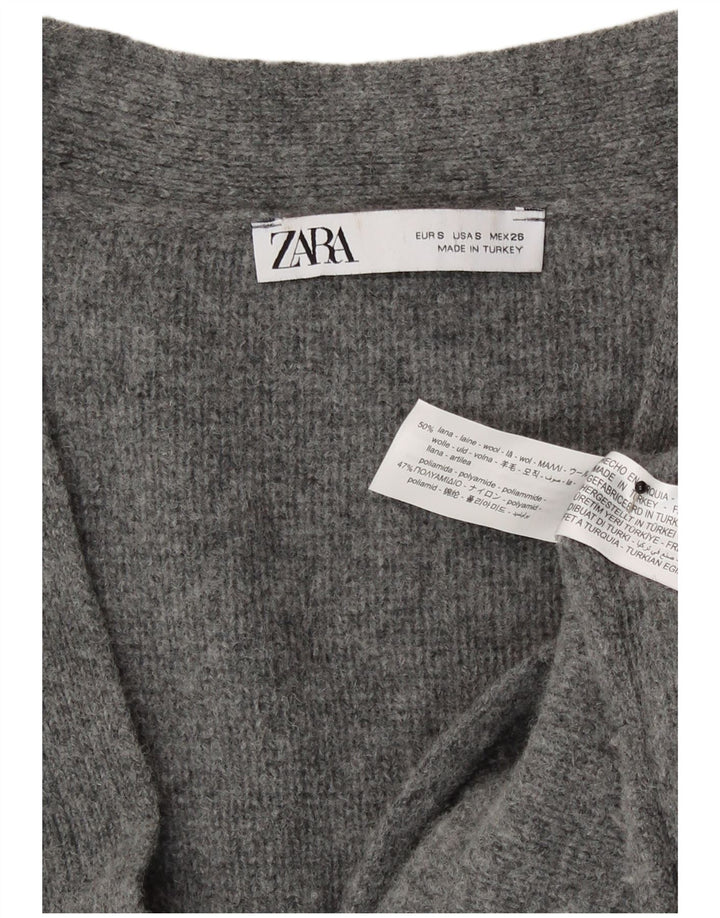 Maglione cardigan oversize da donna Zara UK 10 piccolo grigio lana