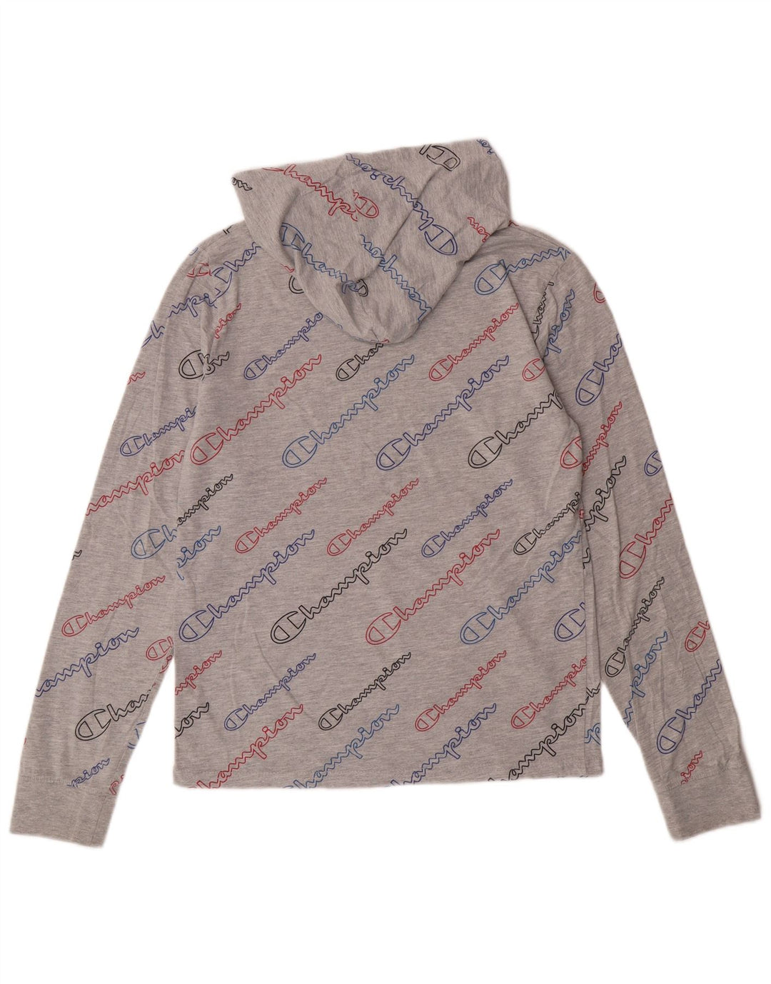 Maglietta grafica per ragazze CHAMPION con cappuccio a maniche lunghe 13-14 anni XL in cotone grigio