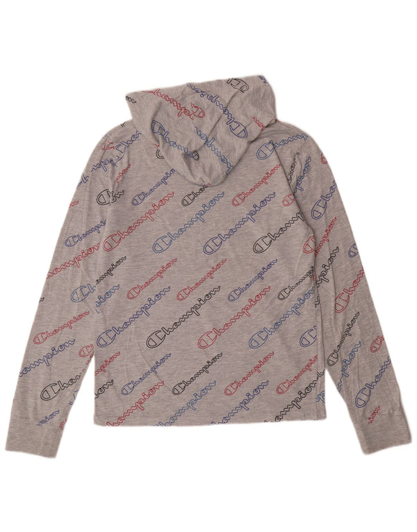 Maglietta grafica per ragazze CHAMPION con cappuccio a maniche lunghe 13-14 anni XL in cotone grigio