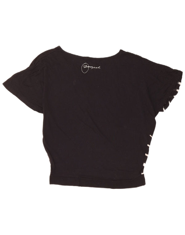 DESIGUAL T-shirt grafica oversize da donna Top UK 14 Medium Black Floral