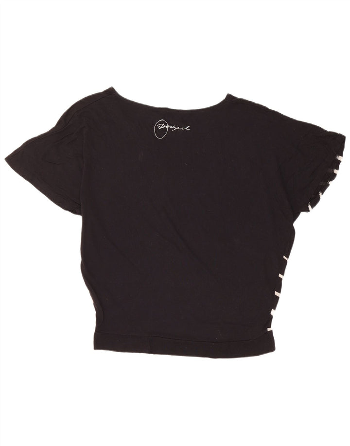 DESIGUAL T-shirt grafica oversize da donna Top UK 14 Medium Black Floral