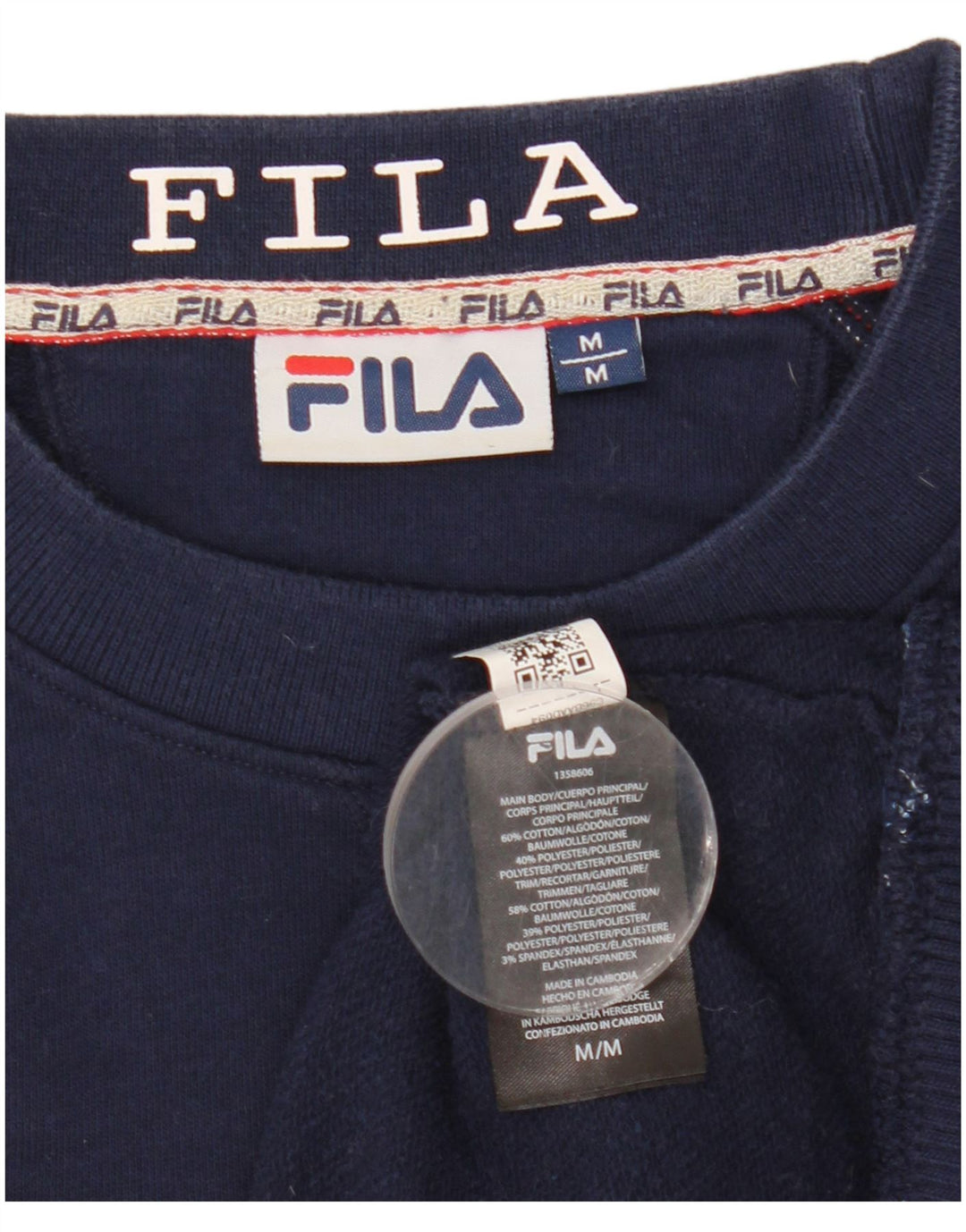 Felpa grafica da uomo Fila, maglione medio, cotone blu navy