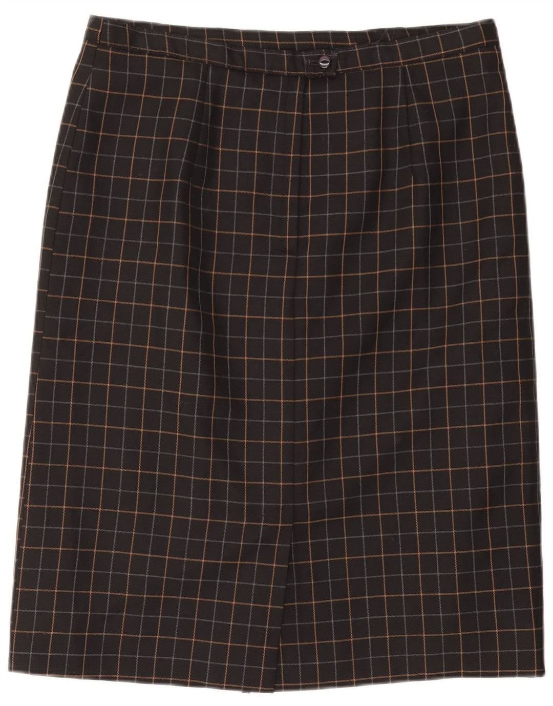 Gonna dritta da donna VINTAGE W34 grande motivo a quadri neri