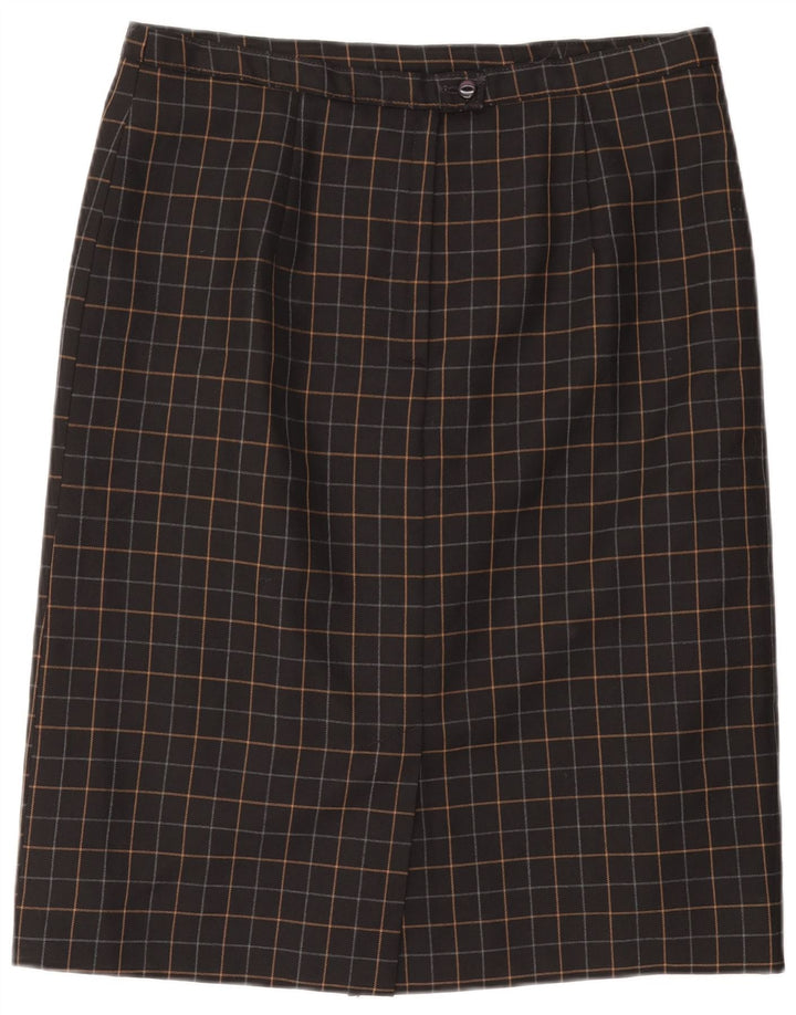 Gonna dritta da donna VINTAGE W34 grande motivo a quadri neri