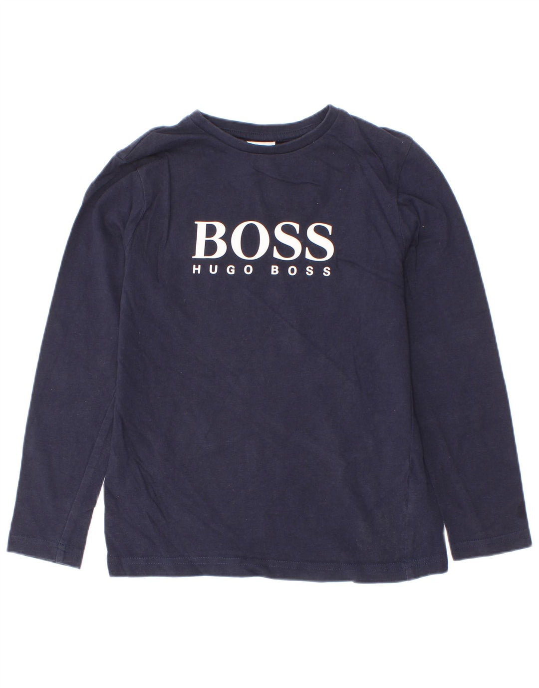 Top grafico da ragazzo Hugo Boss a maniche lunghe 7-8 anni in cotone blu navy
