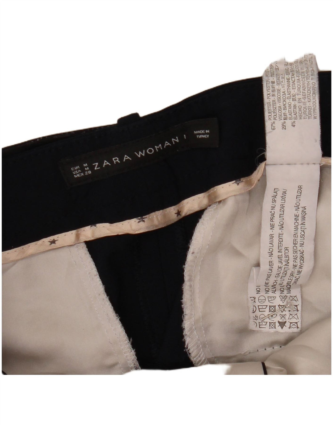 Pantaloni chino slim da donna Zara medi W28 L31 poliestere blu navy