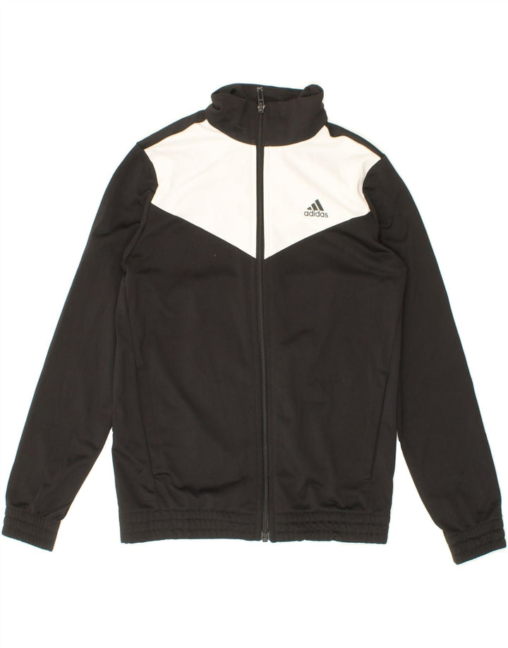 ADIDAS Boys Tracksuit Top Jacket 10-11 Years Black Colourblock Polyester Vintage Adidas and Second-Hand Adidas from Messina Hembry 