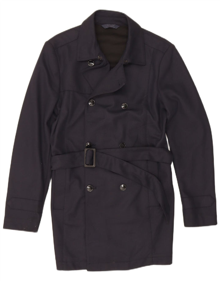 Trench da uomo Zara UK 40 medio poliestere blu navy