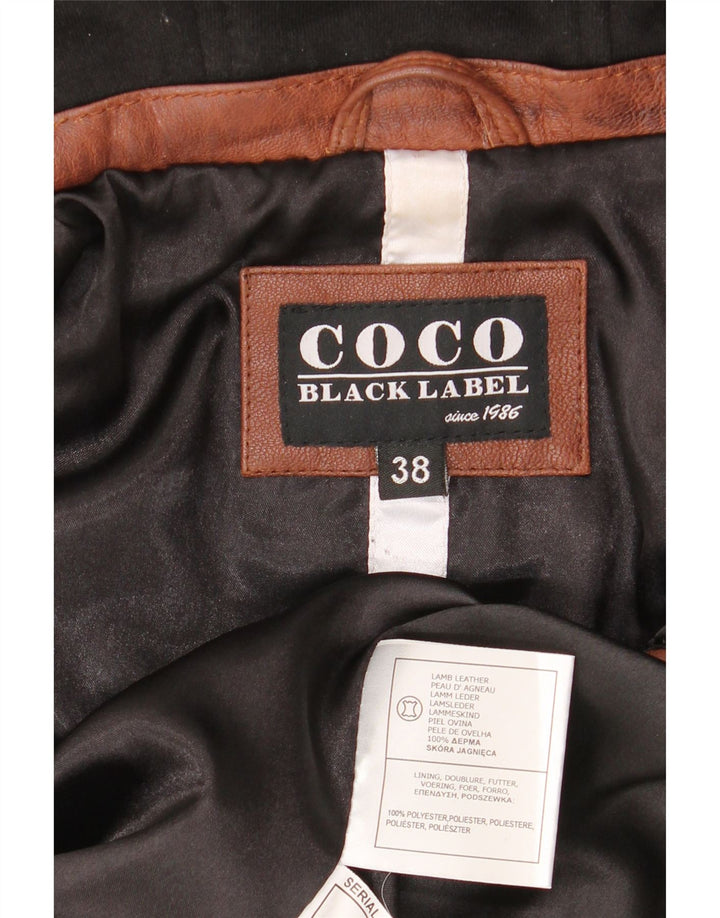 Giacca da motociclista con cappuccio da donna vintage EU 38 Colorblock marrone medio