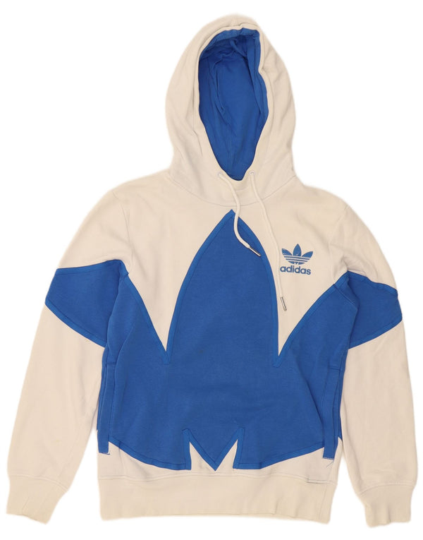 Felpa con cappuccio grafica da uomo Adidas, piccola, in cotone color block bianco