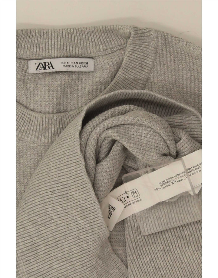 Maglione girocollo da uomo Zara piccolo in cotone grigio