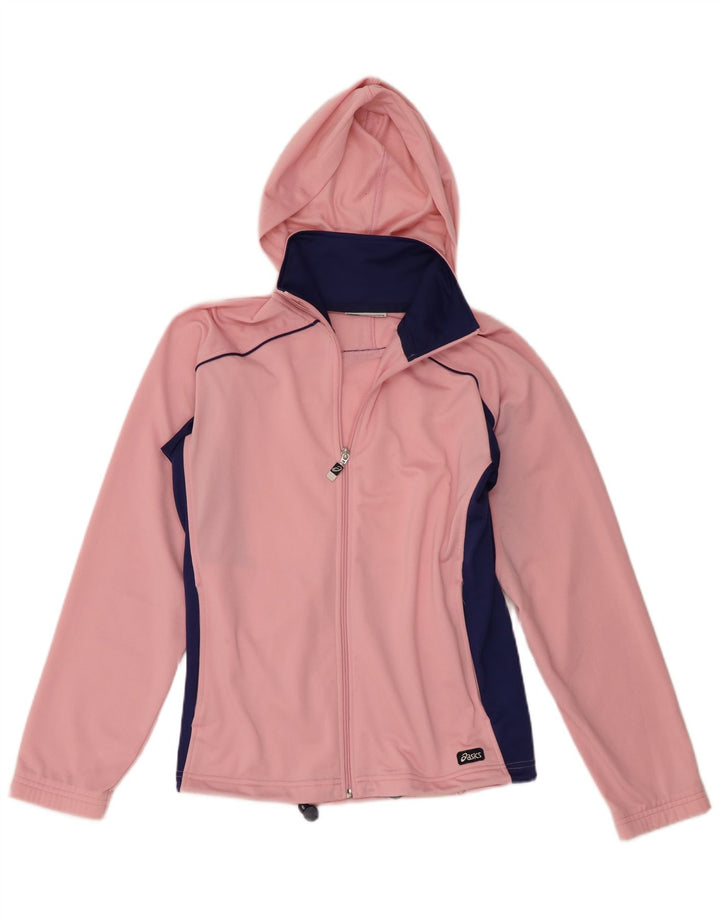 Giacca sportiva da donna con cappuccio Asics UK 14 Medium Pink Colourblock