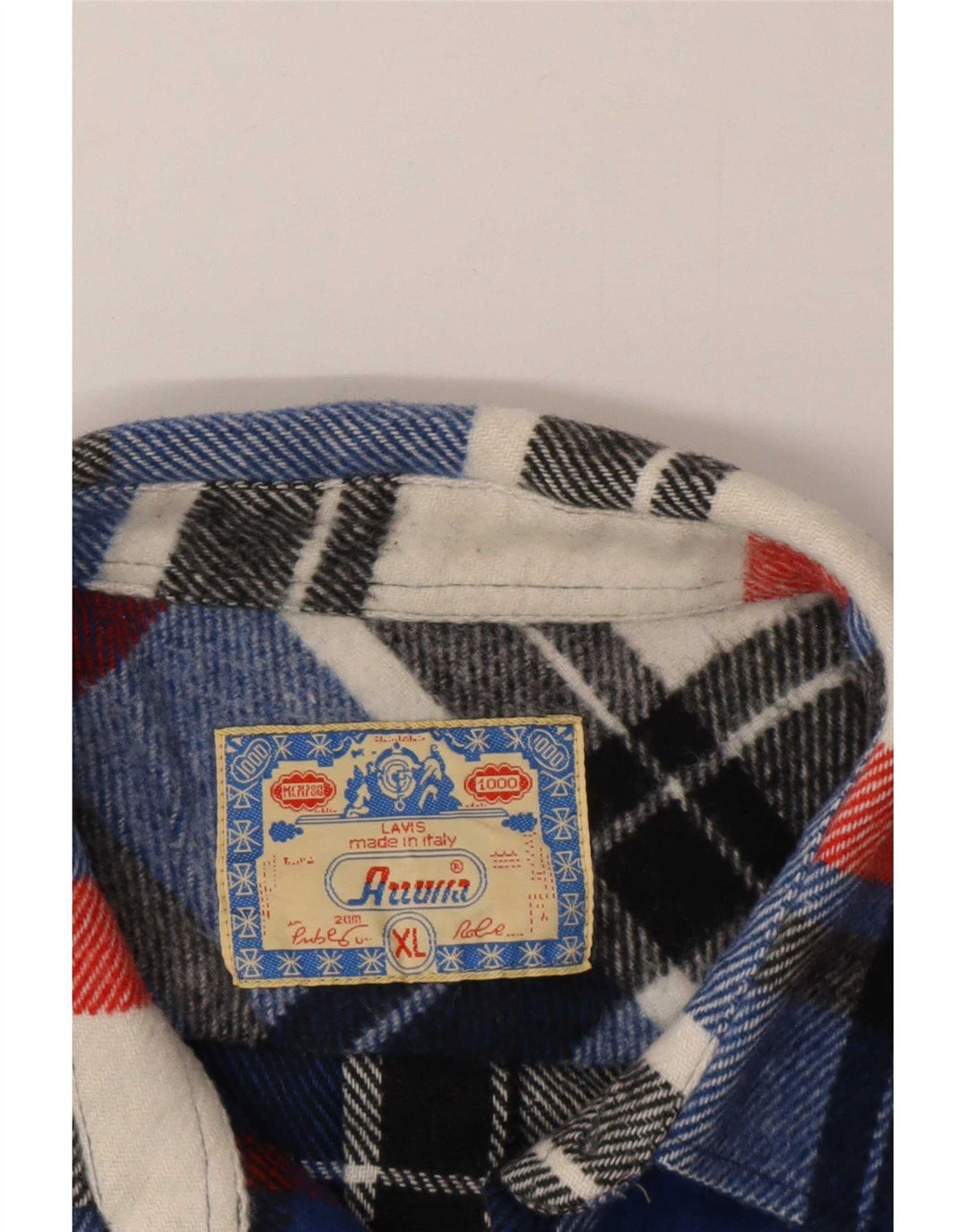 Camicia vintage da uomo in flanella XL a quadri blu