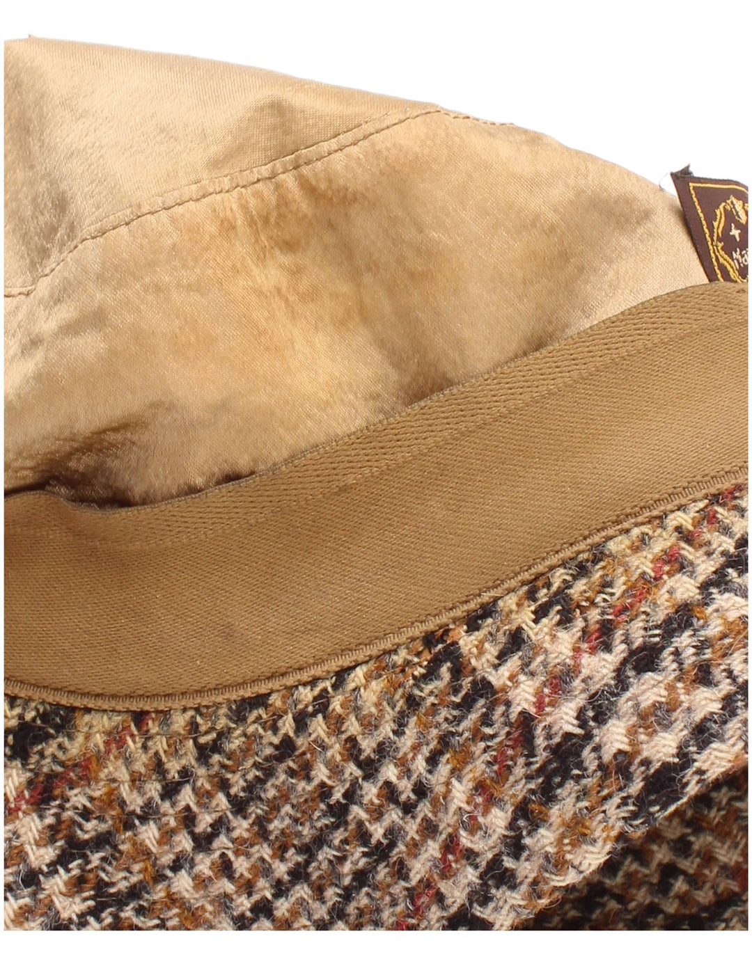 Cappello da pescatore vintage da uomo grande classico pied de poule beige
