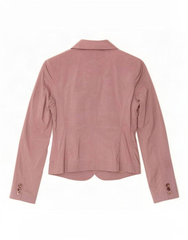 Giacca blazer vintage da donna a 3 bottoni UK 12 poliestere lilla medio