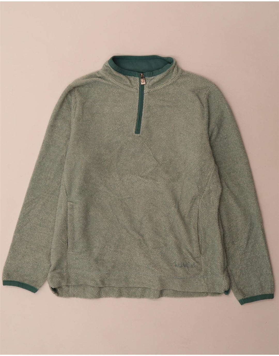 Felpa con collo con zip da donna Weird Fish Jumper UK 14 Large Verde Poliestere
