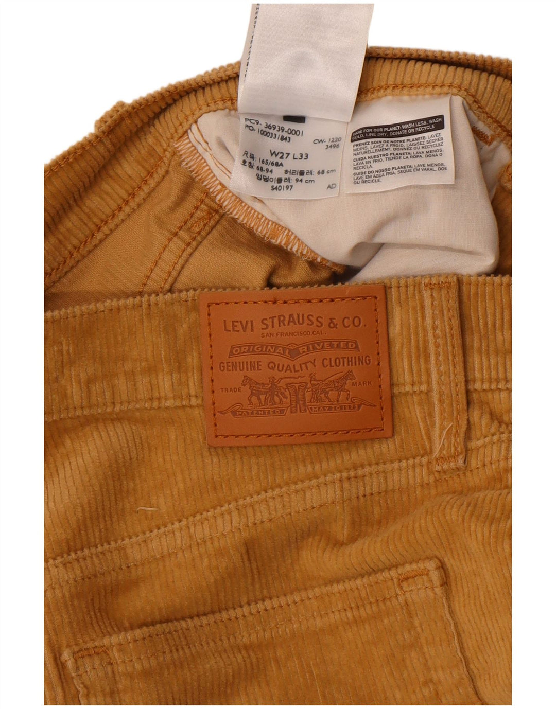 Pantaloni Levi's da donna in velluto a coste bootcut W27 L33 cotone beige