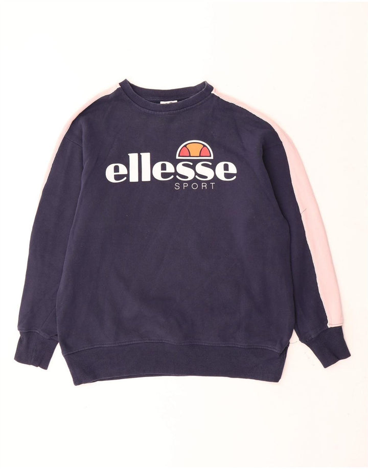 ELLESSE Felpa oversize da donna Maglione UK 12 Medio Blu navy