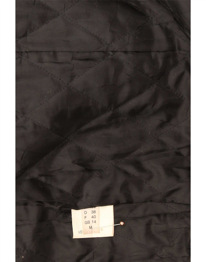 Cappotto in pelle vintage da donna UK 14 medio nero